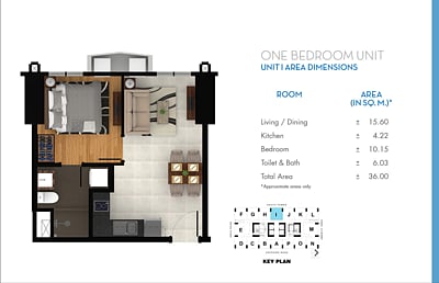 THE SAPPHIRE BLOC TSBS 9H | One-bedroom – 36 sq.m. Garnett, Sapphire, Onyx Road